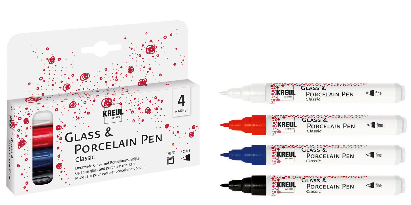 KREUL Glass & porcelain pen classic fine set á 4pz prezzo netto