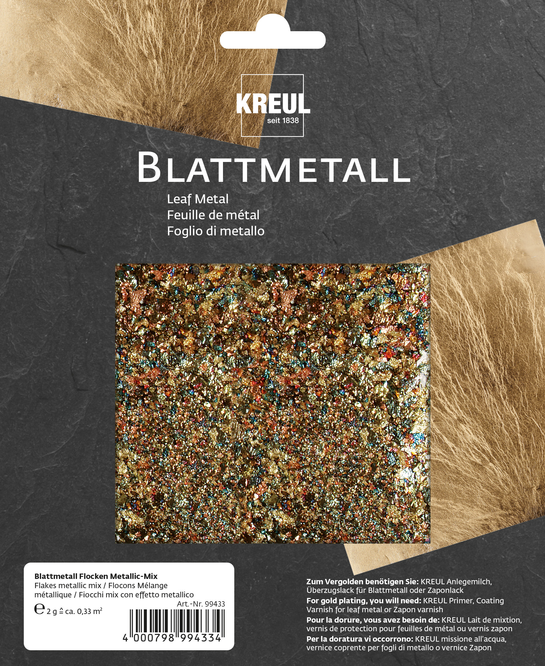 KREUL Blattmetall Flocken Metallic-Mix 2 g