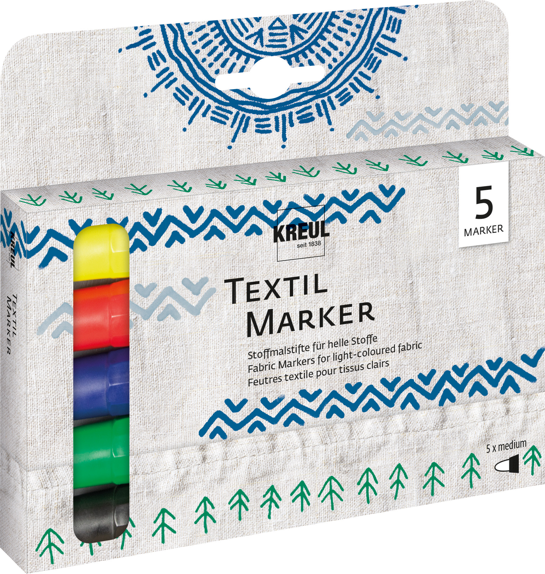 KREUL Textil Marker medium 5er Set Nettopreis