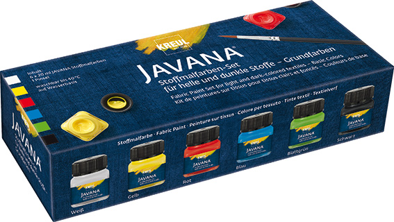KREUL Javana Stoffmalfarben für helle und dunkle Stoffe Grundfarben Set 6x20 ml Nettopreis