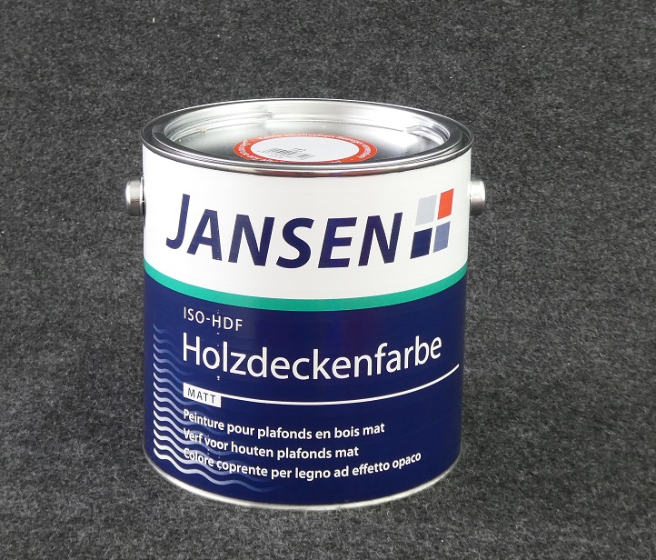 JANSEN ISO-HDF PRO Holzdeckenfarbe NEU weiss matt 2,5lt. (2)